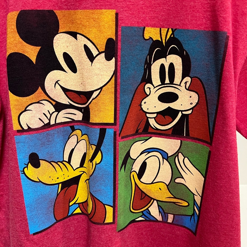 Disney Mickey Mouse Goofy Donald Pluto Pop Art Red Heather T-shirt - Picture 2 of 3